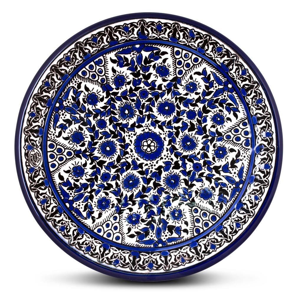 Blue and White Floral Plate - Circles. Armenian Ceramic - 2