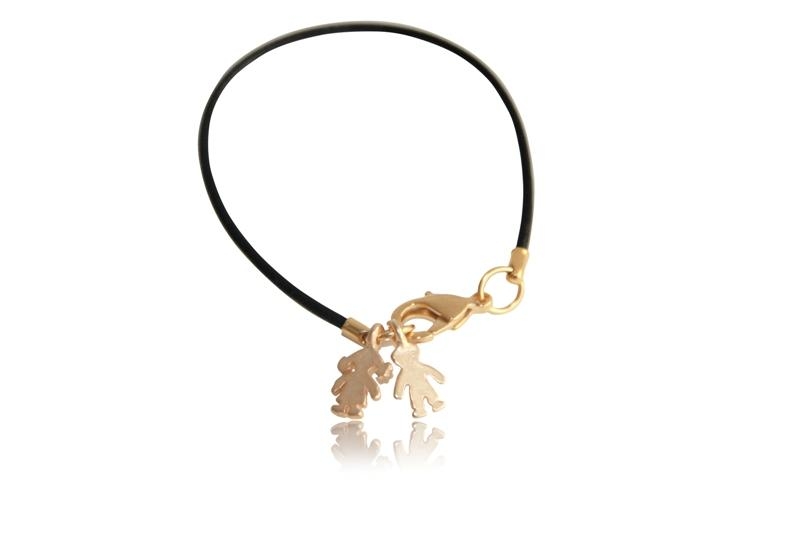  Brown Leather and Gold Plated Mom's Charm Bracelet - 1