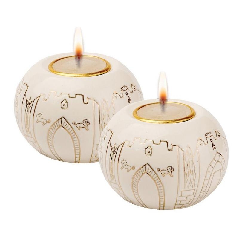 Ceramic Ball Candlesticks - Jerusalem of Gold - 1
