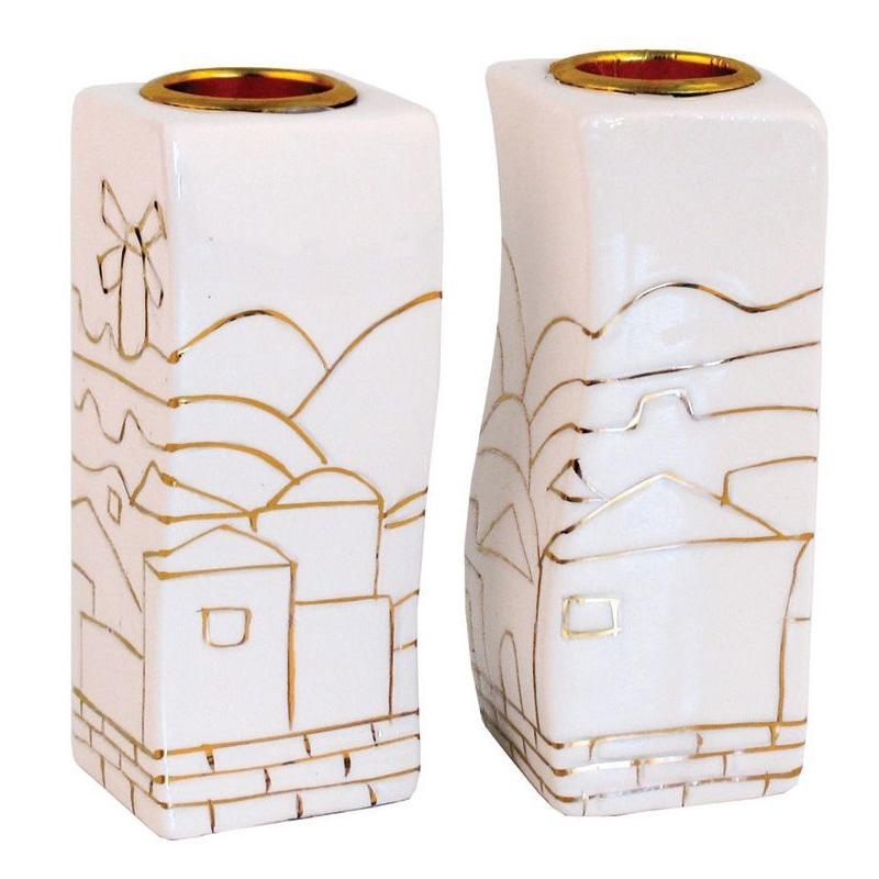 Ceramic Fitted Candlesticks - Jerusalem of Gold - 1