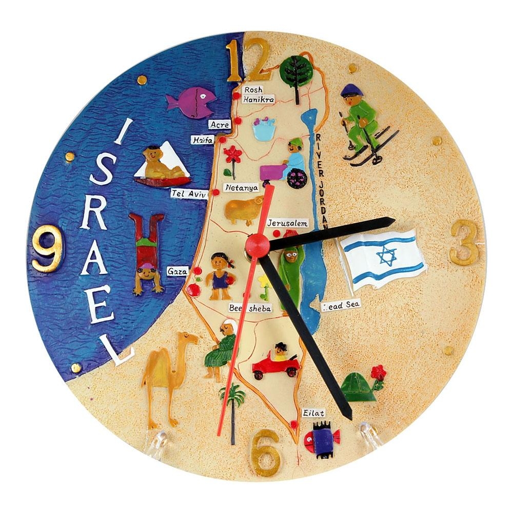  Colorful Wall Clock - Fun Israel Map - 1