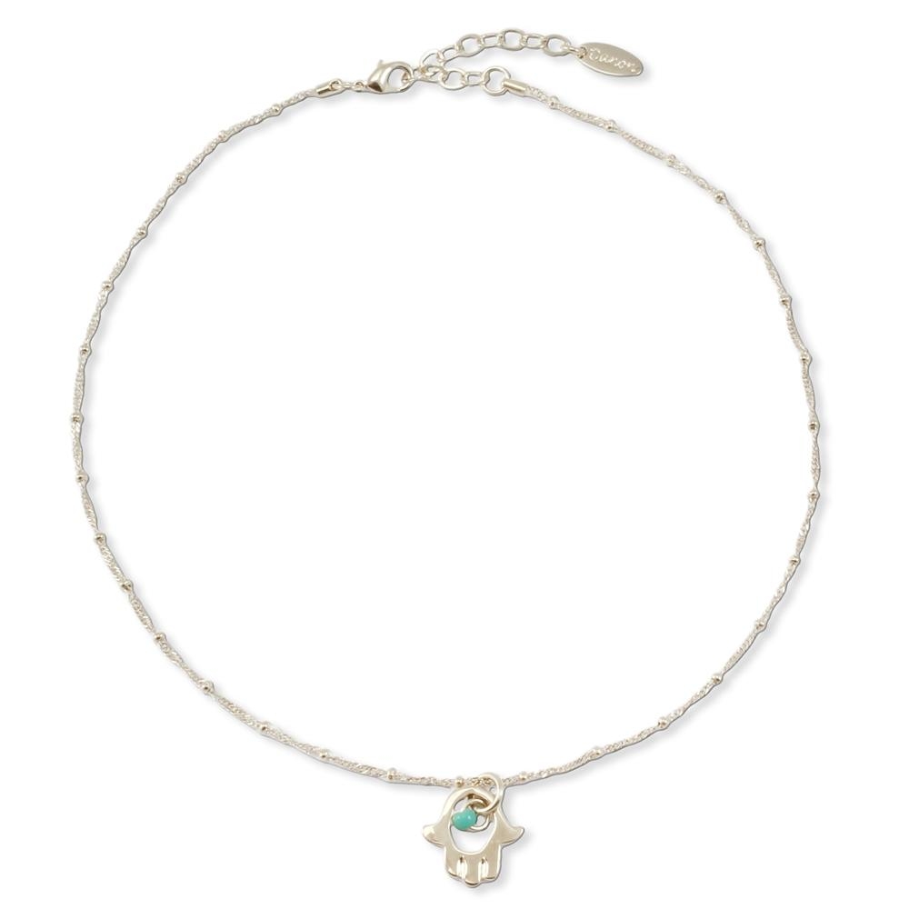 Danon Silver Plated Hamsa Necklace with Turquoise Stone - 1