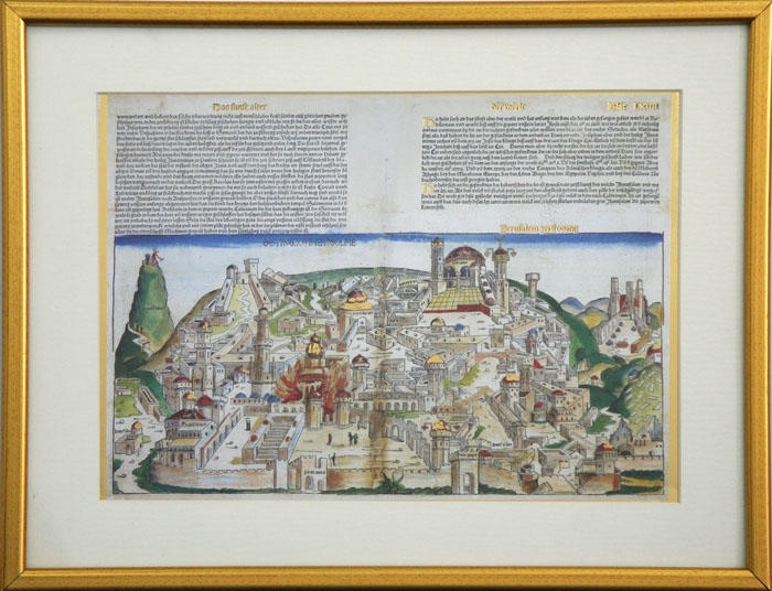  Destruction of Jerusalem. Hand-Colored Woodcut 1493. Replica - 1