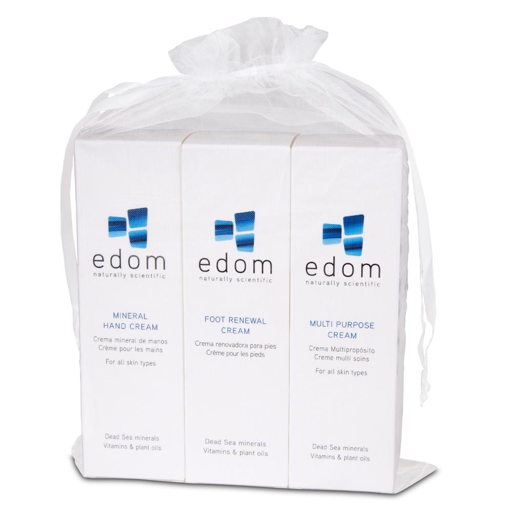 Edom Dead Sea Body Treat Kit: Hand Cream, Foot Renewal Cream, Multi Purpose Cream - 1