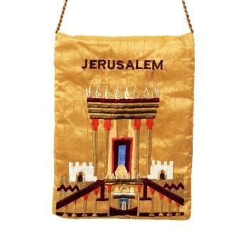  Embroidered Silk Bag - Jerusalem Temple - Gold - 1