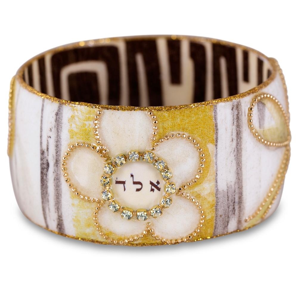 Evil Eye and Heart: Iris Design Hand Painted Bangle with Czech Stones - 2