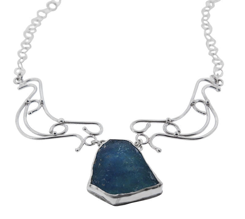  Fabulous Roman Glass and Sterling Silver Necklace - 1