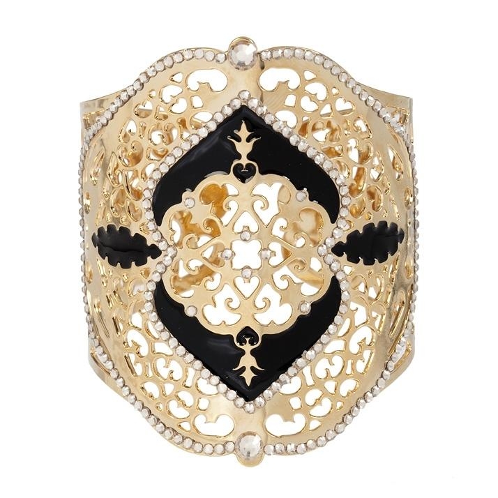 Golden Jeweled Cuff Bracelet by L.K. Designs - 1