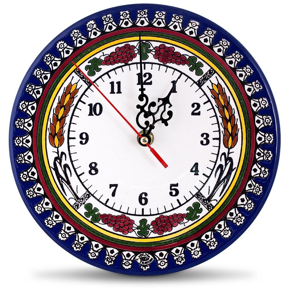 Grapes and Wheat Clock (Large). Armenian Ceramic  - 1