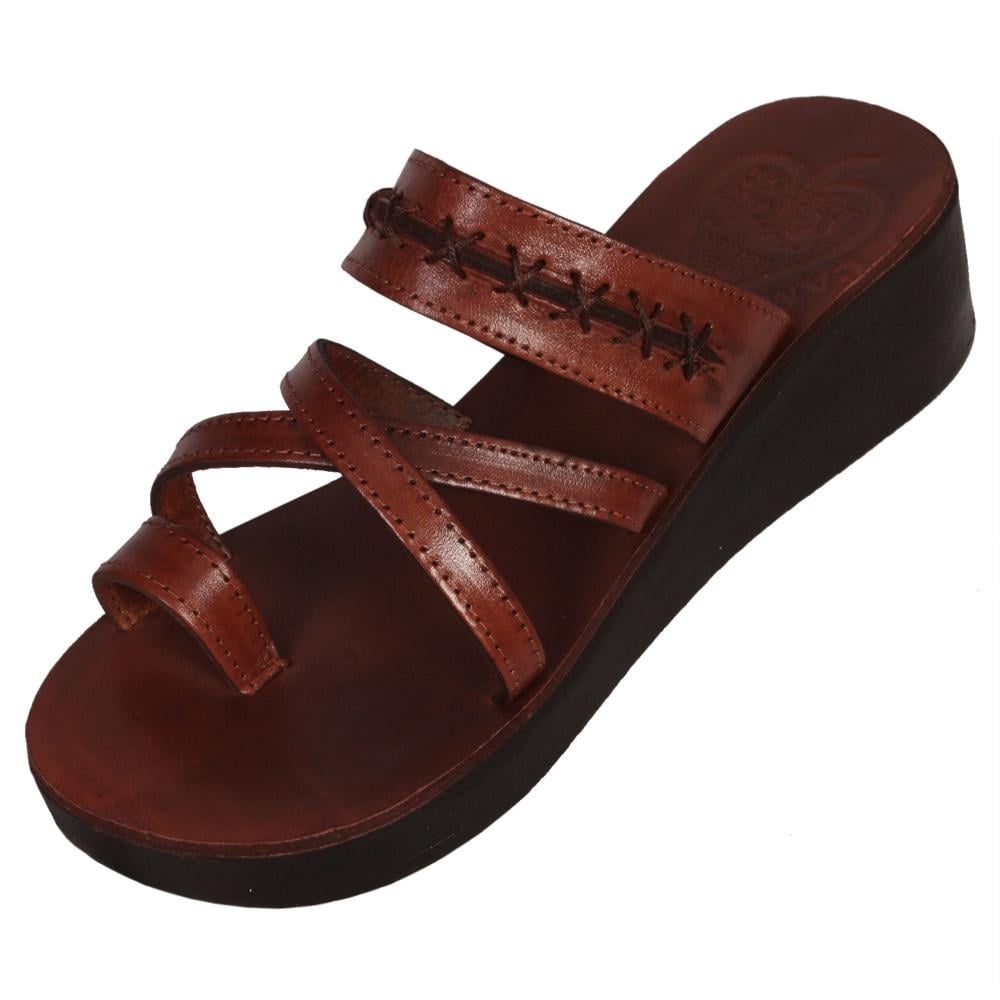 Puah Handmade Leather Woman's Sandals (Brown) - 1
