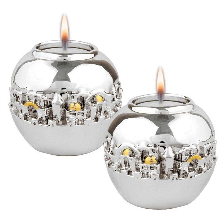 Jerusalem Ball Candlesticks - Silver and Gold - 1