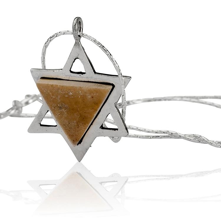 Jerusalem Stone & Silver Star of David Necklace - 1