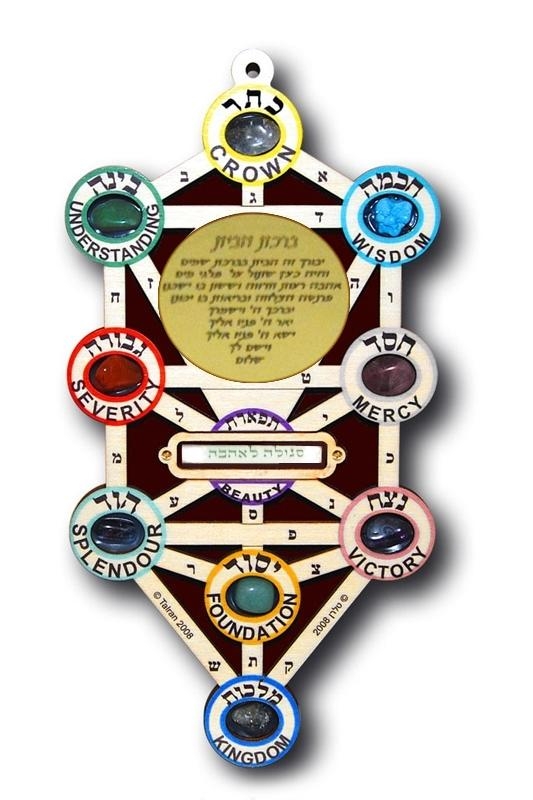  Laser Cut Wooden Kabbalistic Tree of Life House Blessing (Hebrew) with Love Amulet Scroll - 1