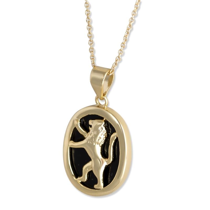 Marina Gold Plated Lion of Judah Necklace with Black Onyx  - 1