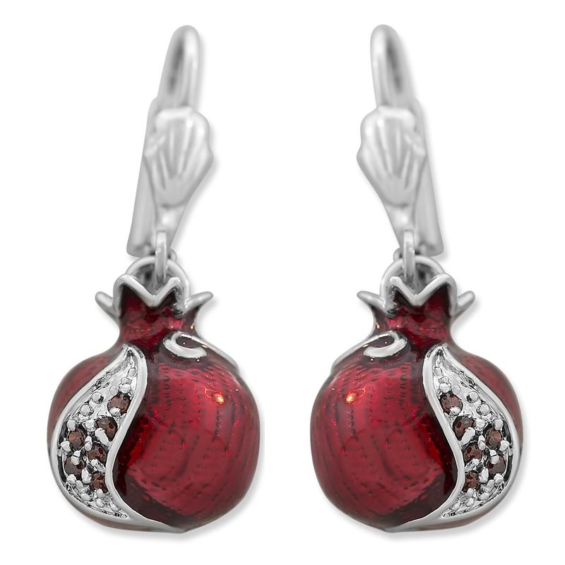 Marina Pomegranate Fashion Earrings with Garnet Stones - 2
