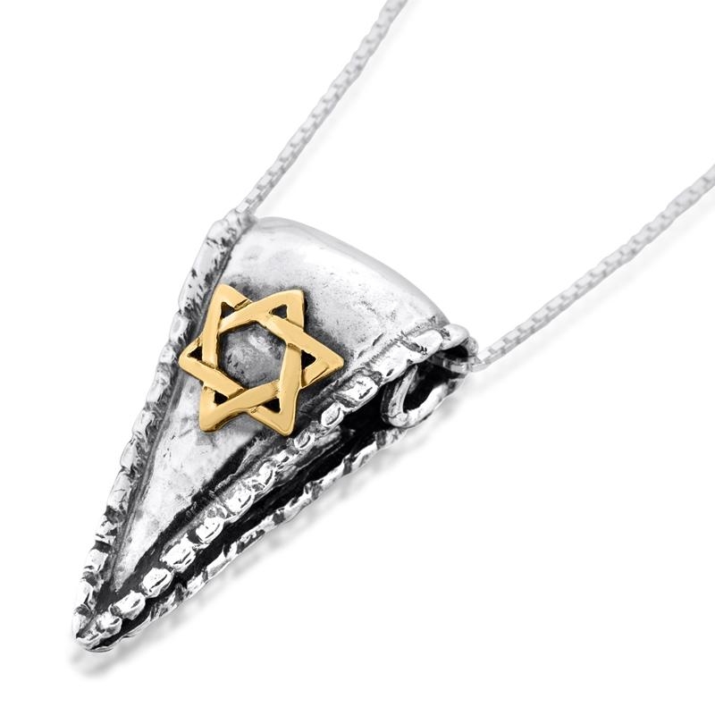 Men's Silver and Gold Star of David Clip Necklace - 2