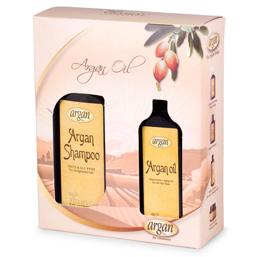 Natural Moroccan Argan Oil Kit: Shampoo and Anti-Aging Oil - 1