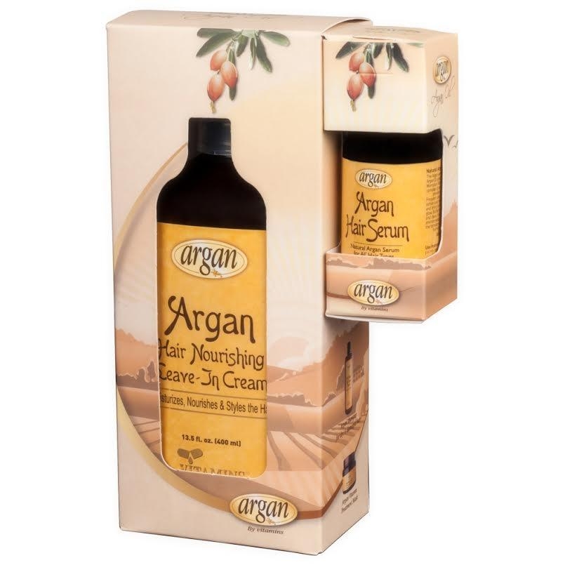 Natural Moroccan Argan Oil Kit: Styling Cream and Hair Serum  - 1