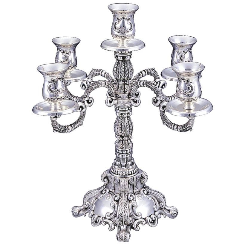  Nickel Plated 5-Candle Candelabrum - Heavy - 1