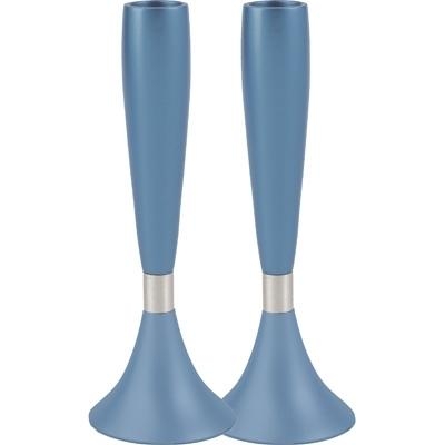 Organic Column: Yair Emanuel Anodized Aluminum Candlesticks - Blue (Large) - 1