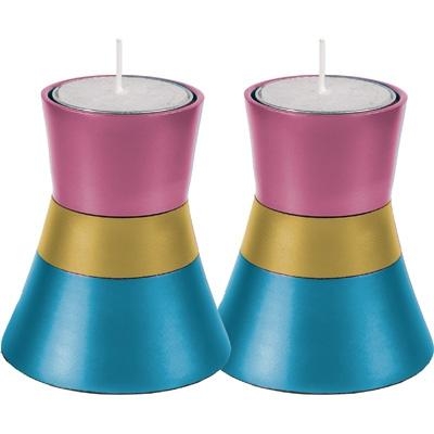 Organic Column: Yair Emanuel Anodized Aluminum Candlesticks - Pink Gold Blue (Tealight) - 1