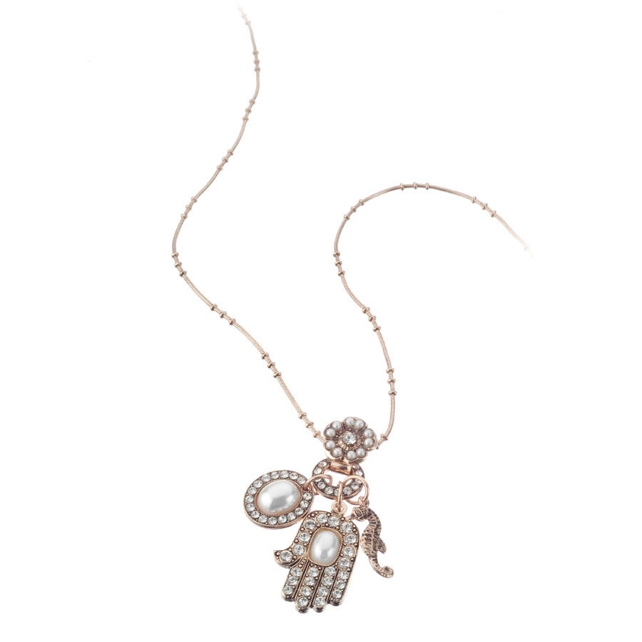 Pearl Jam: 24K Gold Plated Hamsa Charm Necklace with Gems by AMARO - 1