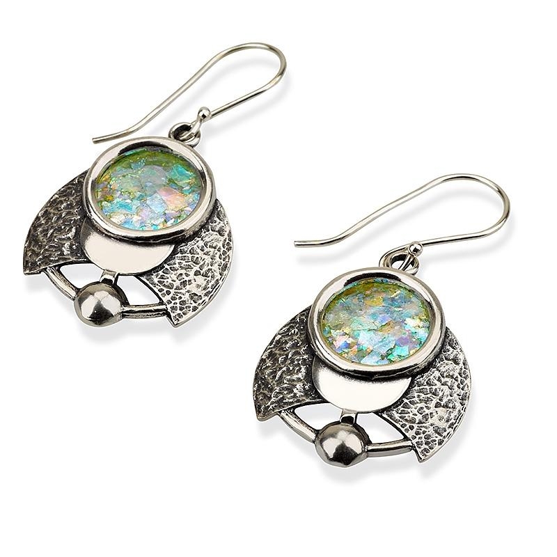 Roman Glass and Silver Stallion Earrings - 1