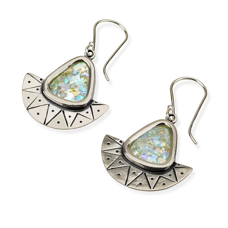 Roman Glass and Silver Starlight Earrings - 1