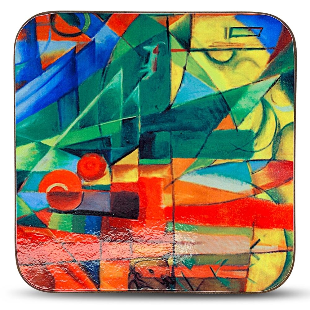 Set of 4 Franz Marc Coasters-Landscape with House, Dog and Cow, 1914 - 2