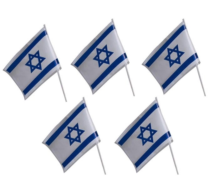 Israeli Flag on Wood Cloth-pins with String