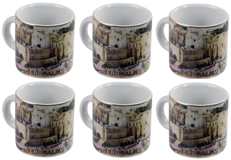  Set of 6 Collector's Miniature Mugs /Shotglasses - Jerusalem Kotel - 1
