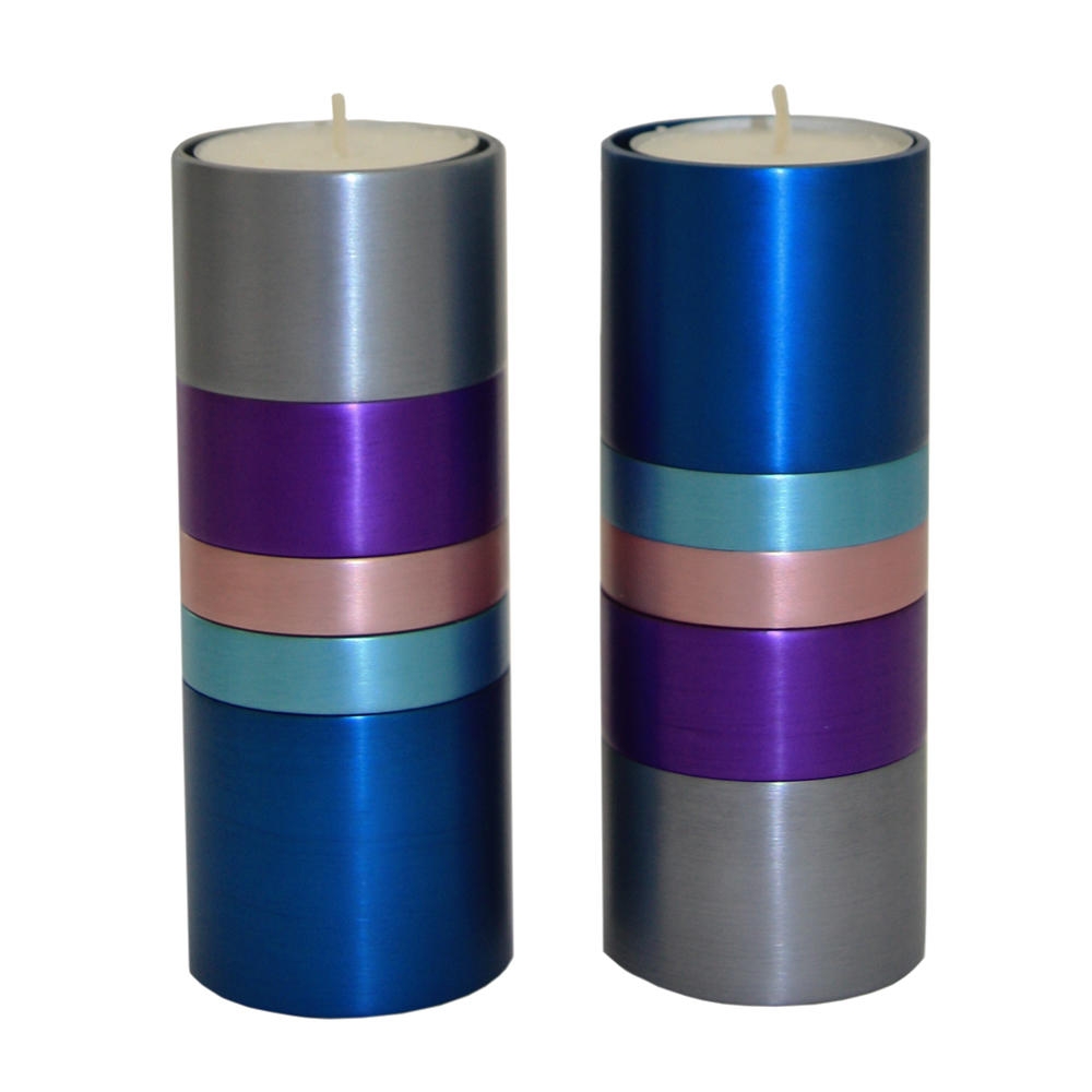 Shades of Blue: Anodized Aluminum Candlesticks (Quintet). Caesarea Arts - 1