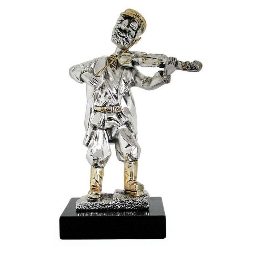  Silver Fiddler Figurine with Golden Highlights (Large) - 1