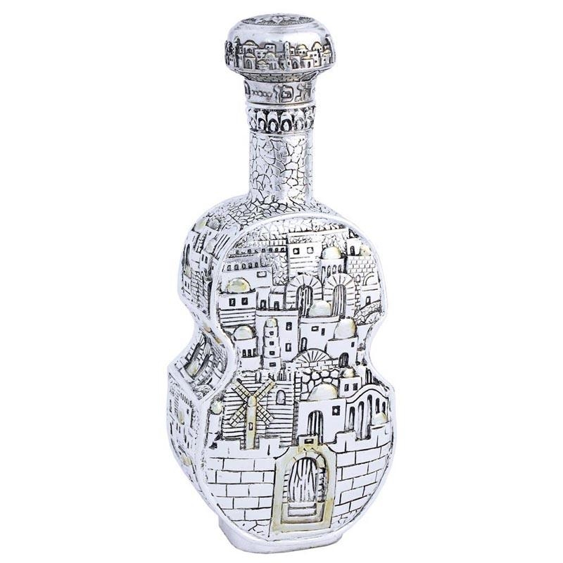   Silver Jerusalem Wine Bottle - Violin - 1