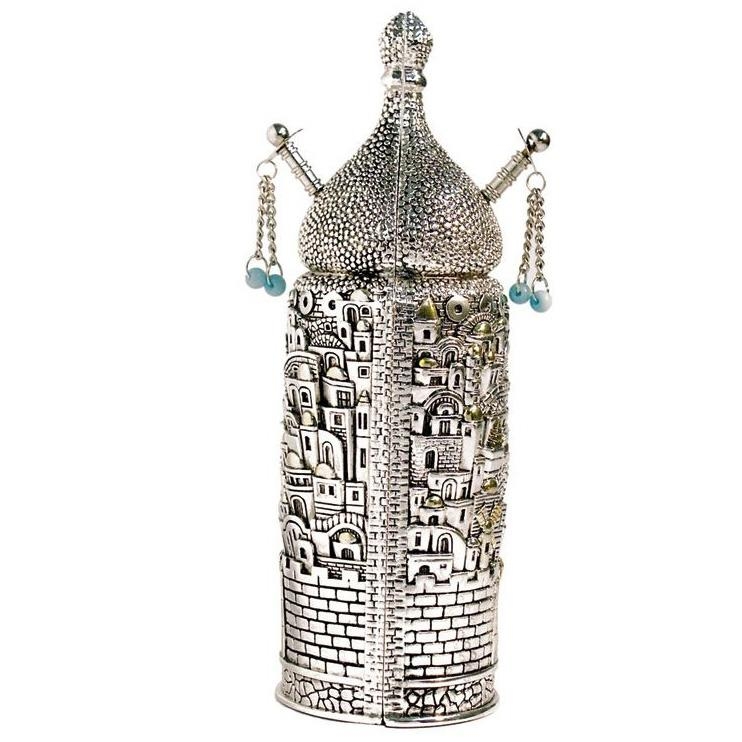 Silver Torah Scroll Miniature Replica - Jerusalem (Large)  - 1