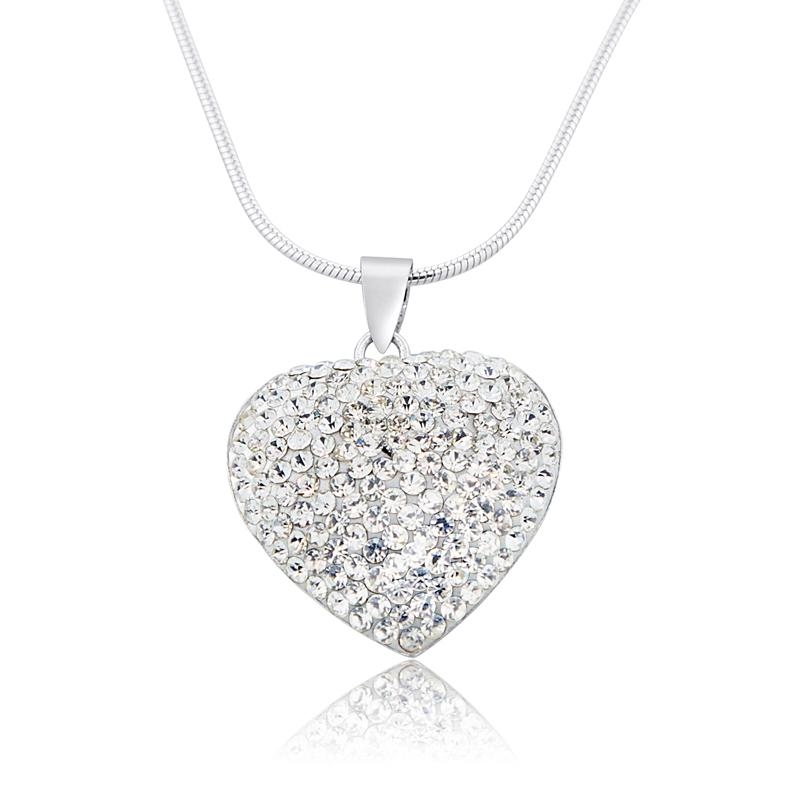 Silver and Swarovski Stones Heart Necklace - 1