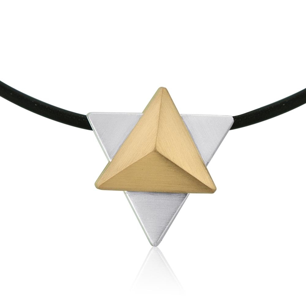 Sterling Silver & 14K Gold Plated Two Tone Star of David Necklace - 2