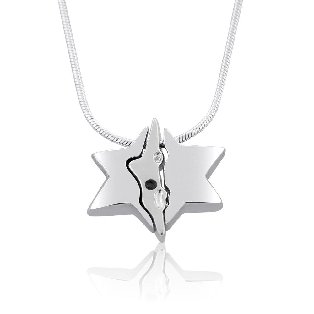  Sterling Silver Gravity Necklace - Israel Star of David - 1