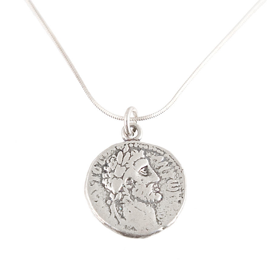  Sterling Silver Necklace. Coin of Ascalon. Roman Period 153 C.E. Double-Sided Replica - 1