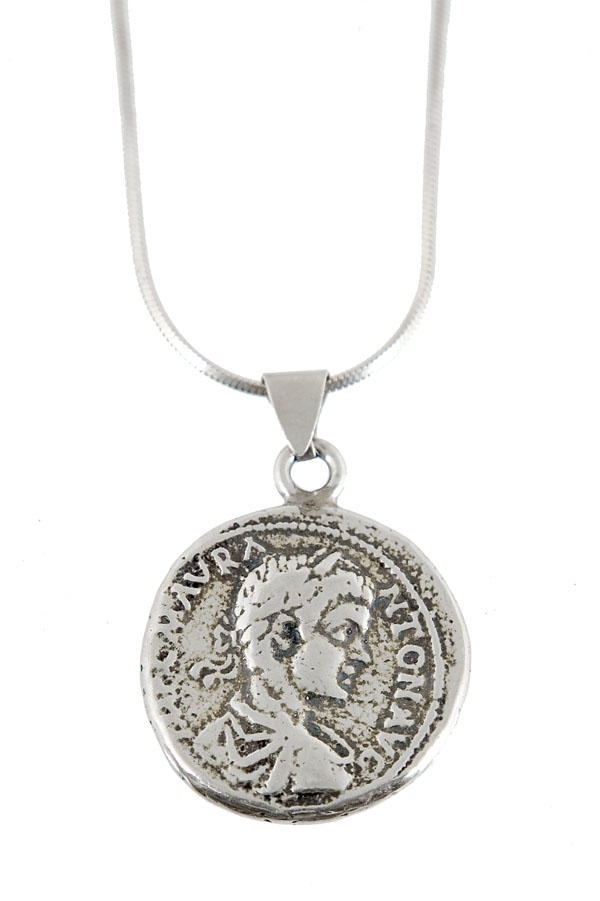  Sterling Silver Necklace. Coin of Sebaste (Samaria). Roman Period 201 C.E. Double-Sided Replica - 2