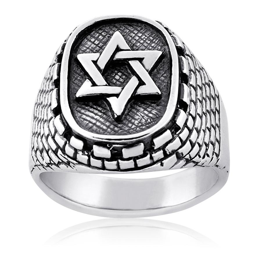 Sterling Silver Star of David and Western Wall Ring - 3