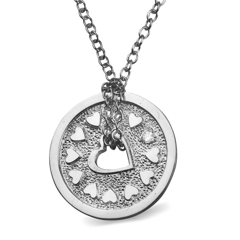 Sterling Silver and Diamond Hearts Necklace - 1