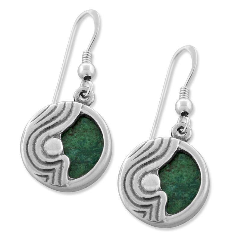 Sterling Silver and Eilat Stone Sea Wave Earrings  - 1
