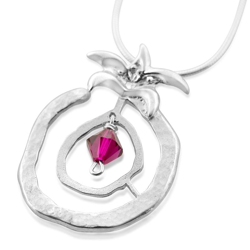 Sterling Silver with Garnet Pomegranate Pendant - 2