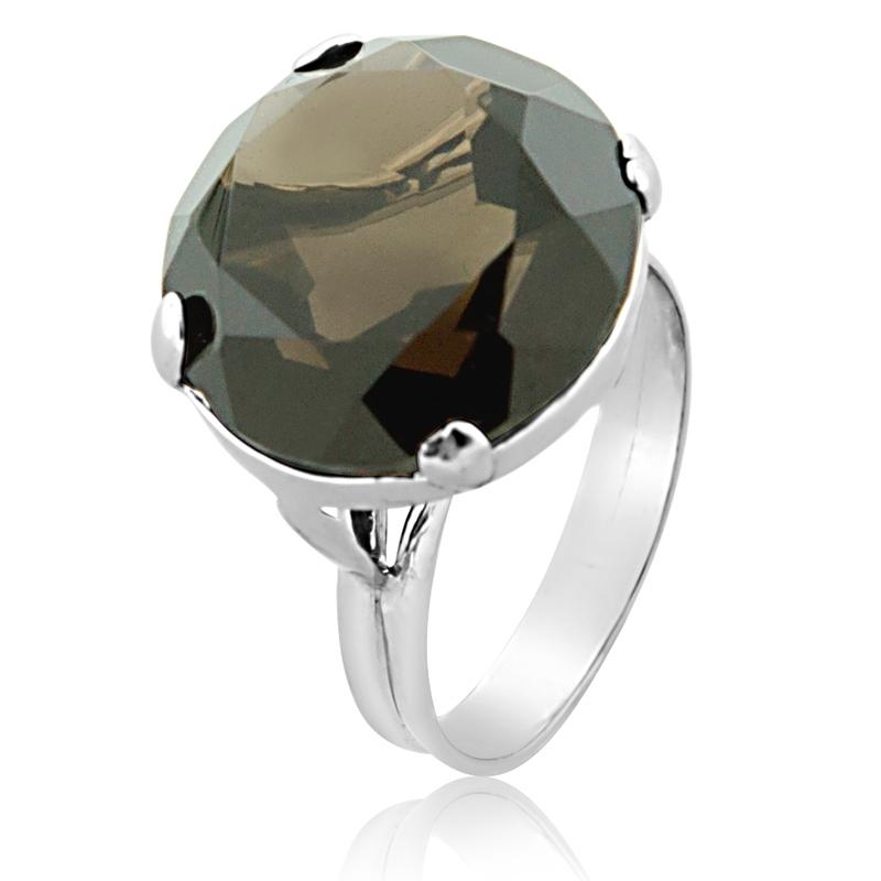 Sterling Silver with Round Topaz Stone Ring  - 1