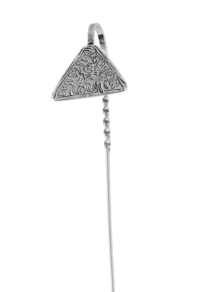  Triangular Sterling Silver Amulet Bookmark. Persia. 19th Century - 1