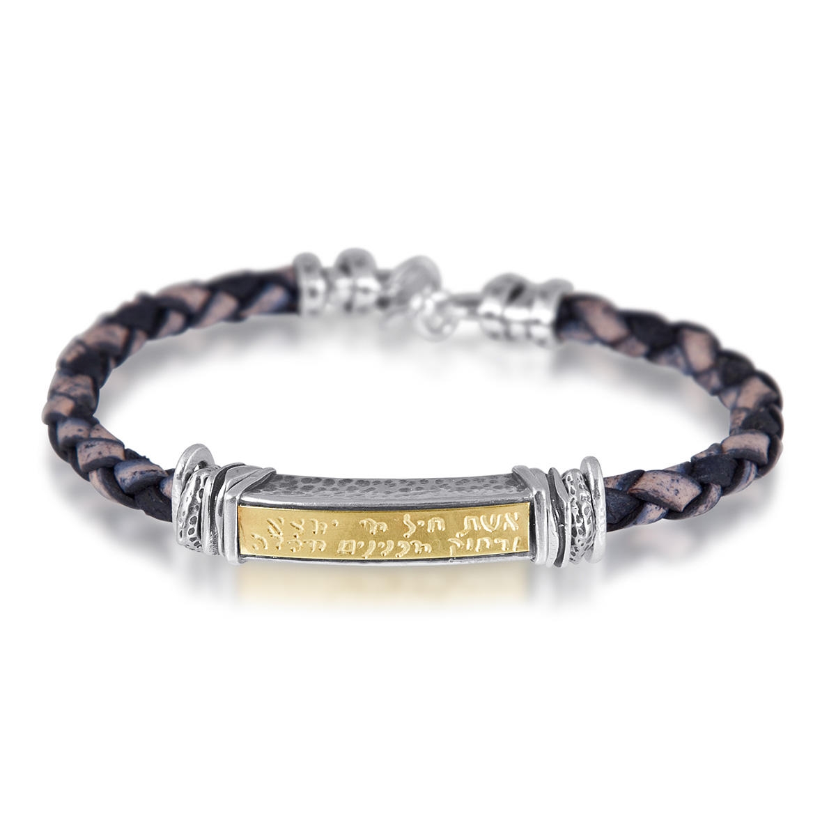 Woman of Valor: Leather, Gold and Silver Women's Bracelet (Variety of Colors) - Proverbs 31:10 - 1