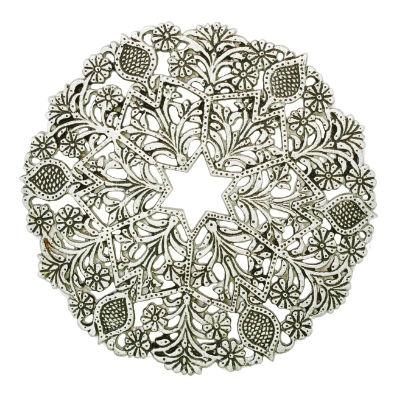  Yair Emanuel Aluminum Trivet - Antique Oriental Floral Star of David - 1