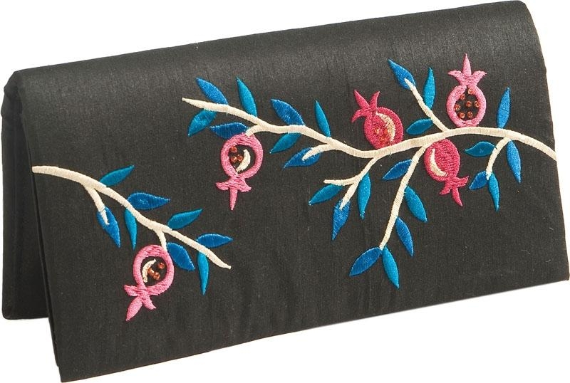 Yair Emanuel Embroidered Evening Bag (Clutch) - Pomegranates (Black) - 1