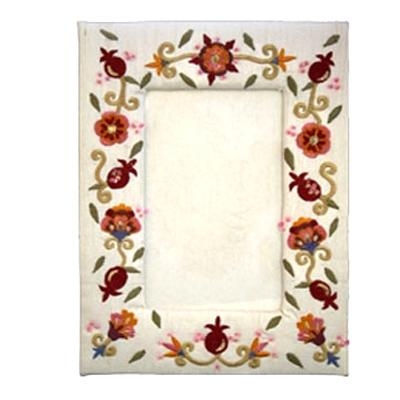 Yair Emanuel Embroidered Picture Frame - Pomegranates (White) - 1